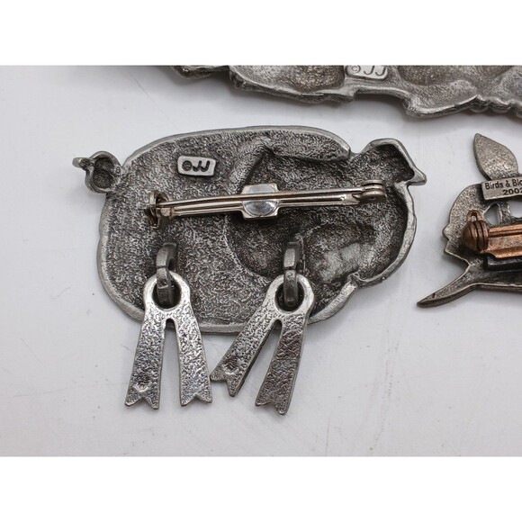 10 Pewter Brooches JJ Hippo, Pig + 4 BIRDS & BLOOMS Limited Edition Lapel Pins - Picture 8 of 14